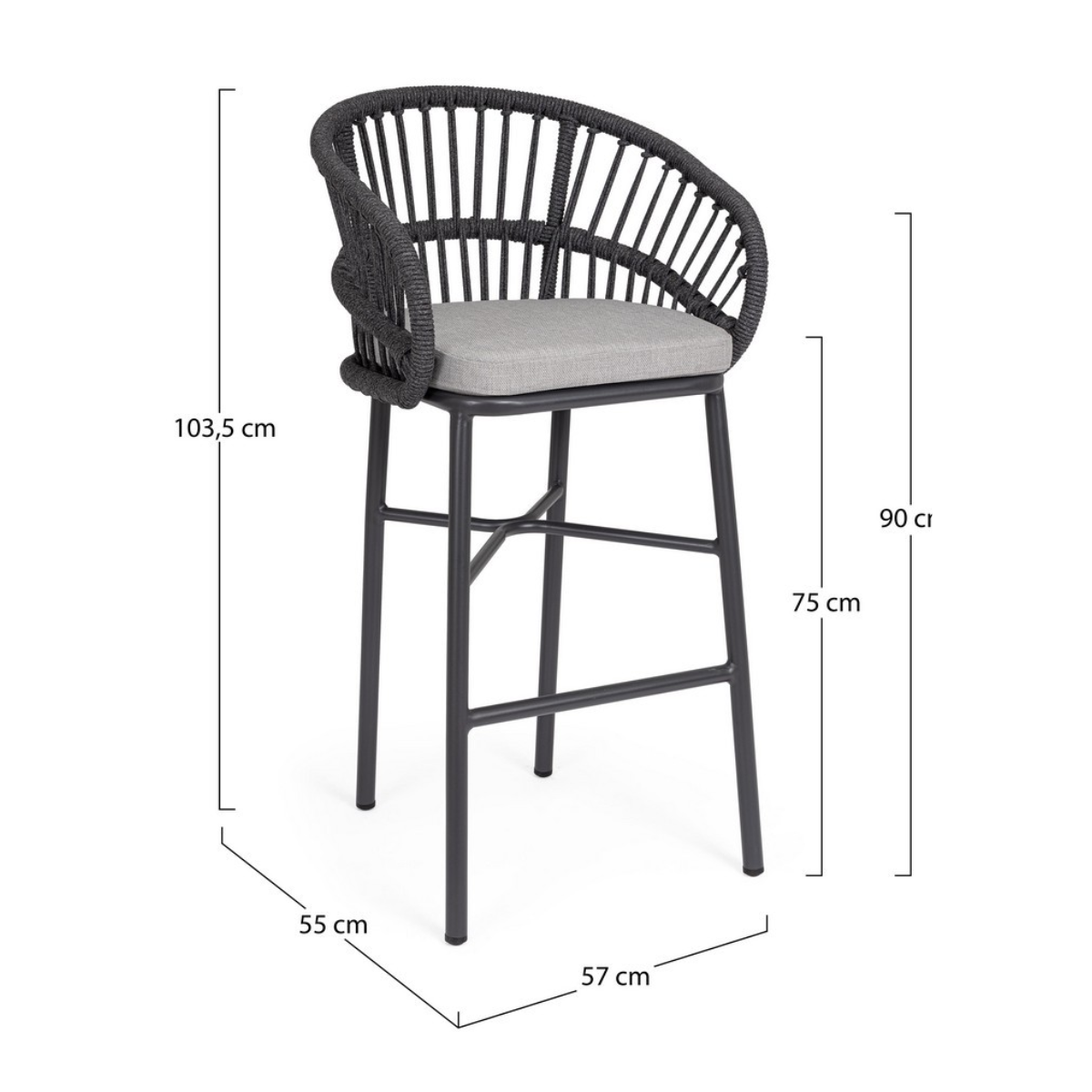 BT LASVEGAS Black design Polyrattan outdoor bar stool